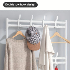Coat Rack Shoe Storage Shelf Vertical Hanging Clothes Stand with Hooks