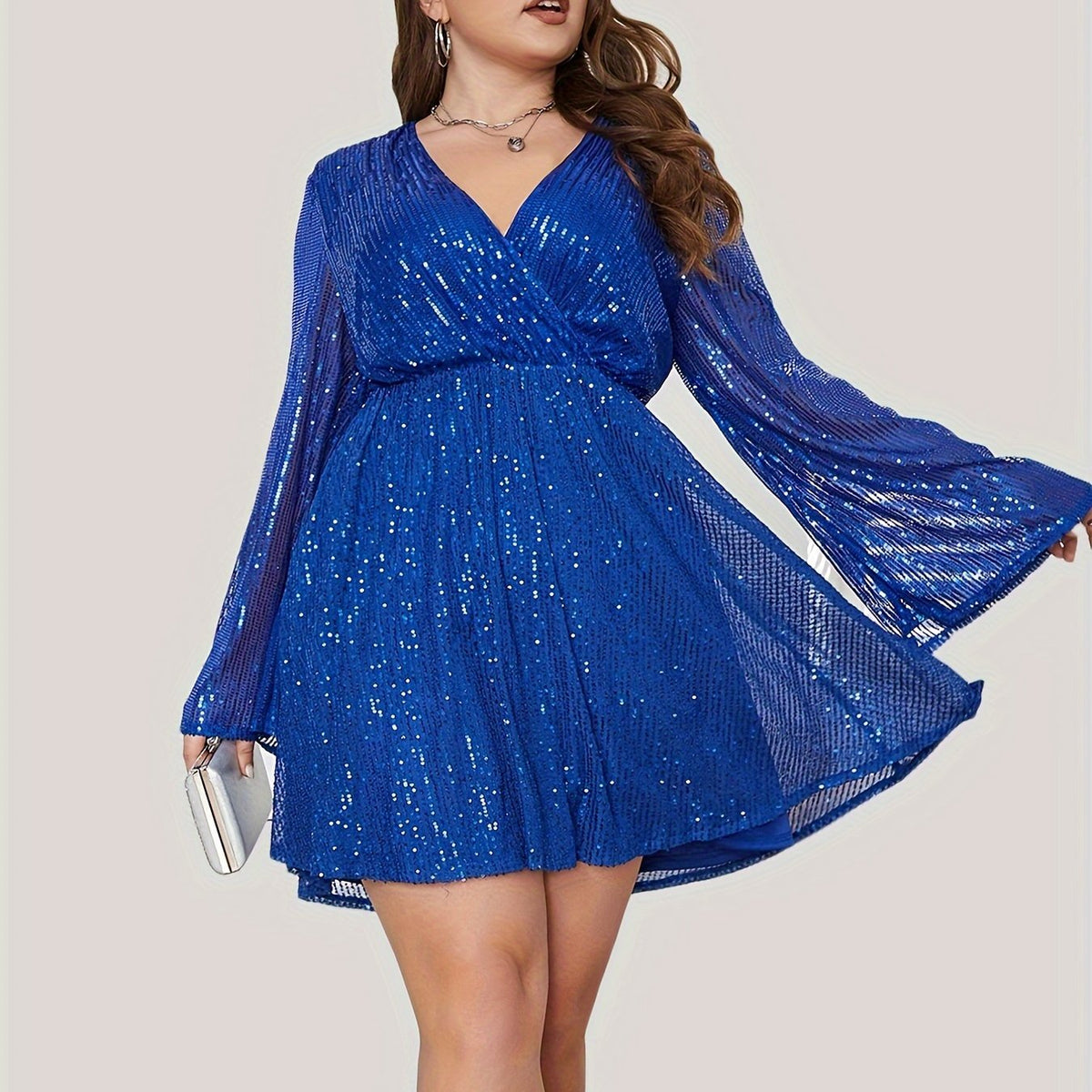  Sparkle Sequin Lantern Sleeve Bodycon Party Dress