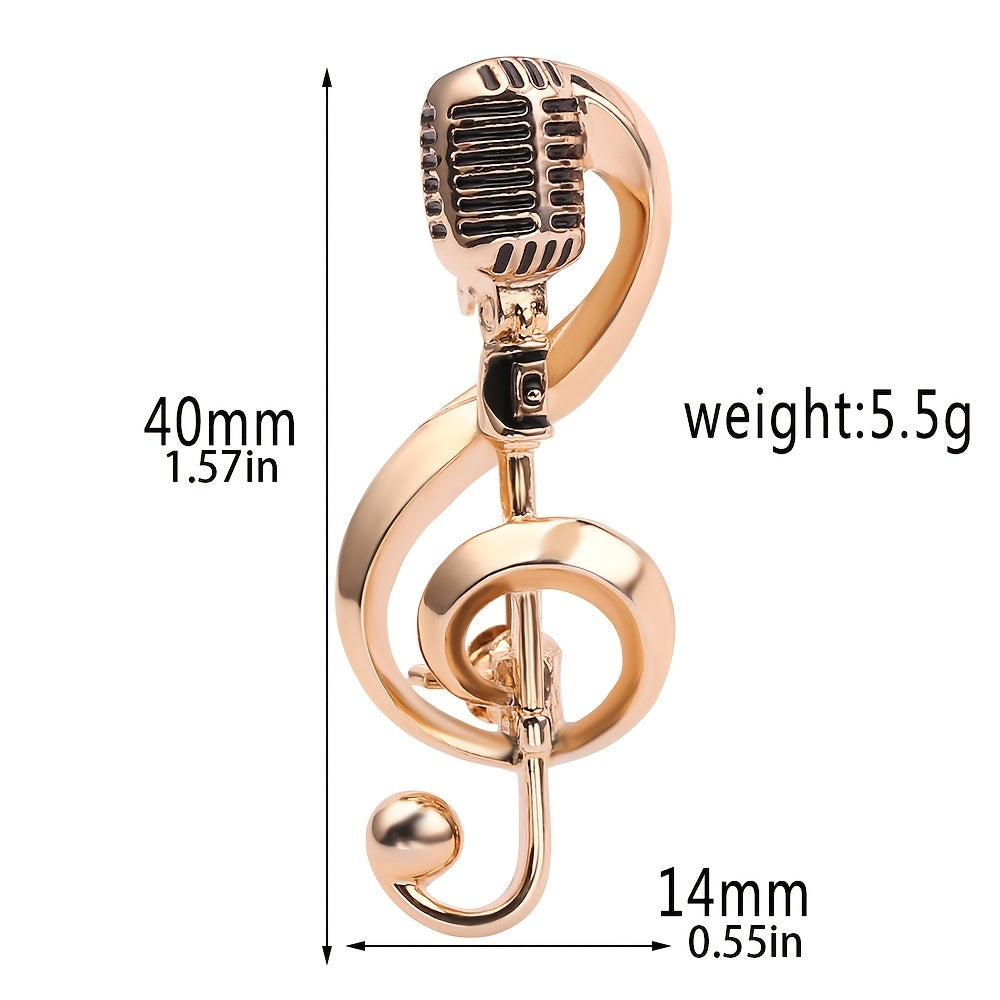 European American Retro Microphone Brooch Classic Note Microphone Jewelry