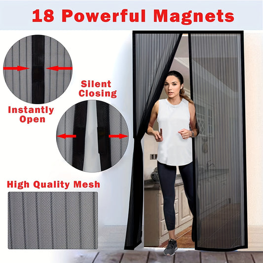 Magnetic Screen Door Mesh Screen Magnetic Closure Heavy Duty Pet Kid Friendly