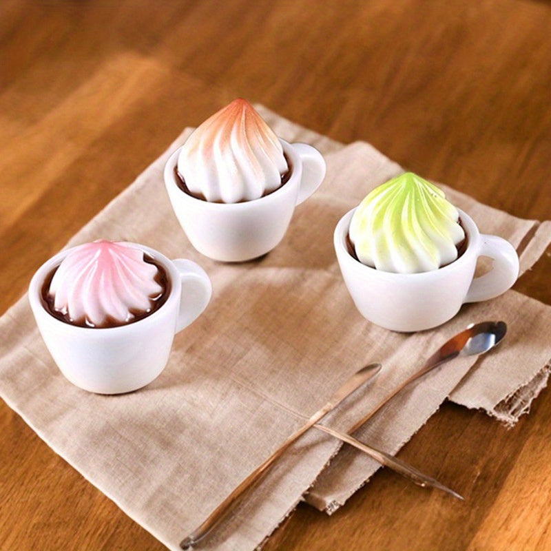 3pcs Cappuccino Cups Set Dollhouse Decor Realistic Coffee Shop Accessories