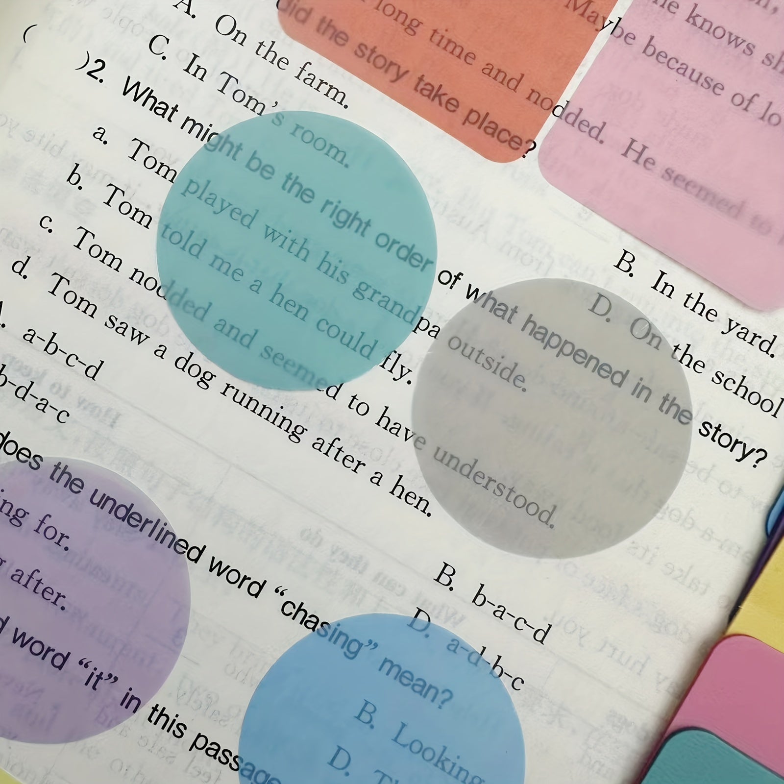 8pcs Colorful Round Sticky Notes Macaron Transparent Index Stickers