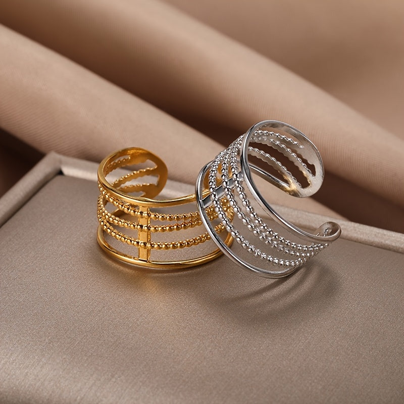 Stainless Steel Open Adjustable Ring Women's Irregular Ring