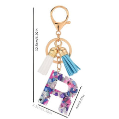 Alphabet Resin Keychain Ring Purse Bag Charm Women Girls Gift