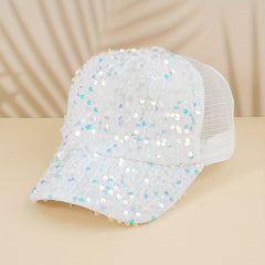 Sequins Solid Baseball Cap Mesh Hip Hop Trucker Hat Y2K Sunshade Sports Hats