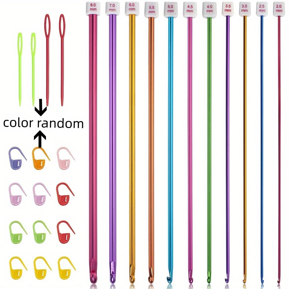 Aluminum Crochet Hooks Set 11pcs 2-8mm + Accessories