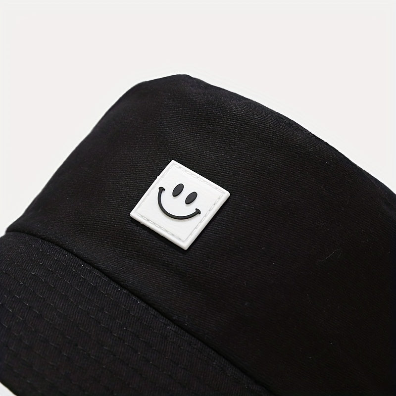 1pc Versatile Bucket Hat Double Sided Smile Face Cow Pattern Sun Hat