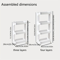 Floor Standing Storage Rack Kitchen Living Room Movable Small Cart