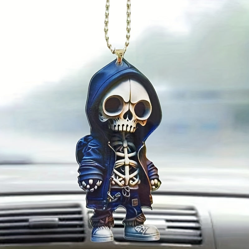 Halloween Christmas 2D Mini Skeleton Car Pendant Car Bag Keychain Decoration