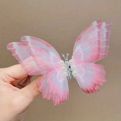 Gradient Butterfly Hair Clip Faux Pearl Non-slip Clip
