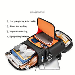 Outdoor Hiking Backpack 50L with Shoe Compartment Waterproof Laptop Bag