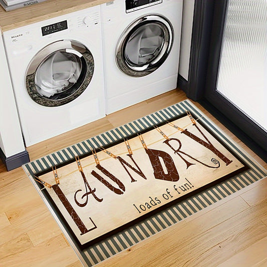 Vintage Area Rug Stylish Mat for Laundry Room Decorative Washable Carpet