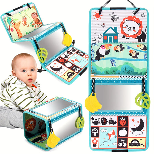Double Sided Mirror Cloth Book for Kids - Sensory Toy with Animal & Shape