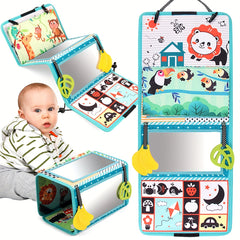 Double Sided Mirror Cloth Book for Kids - Sensory Toy with Animal & Shape