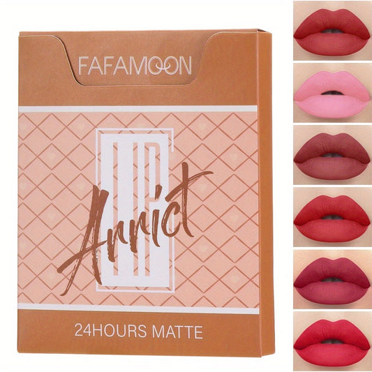 6pcs Non Stick Matte Lip Glaze Set Long Lasting Lip Gloss