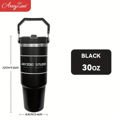 ANYZOO 30oz Stainless Steel Tumbler, Lid, Straw, Reusable, Dishwasher Safe