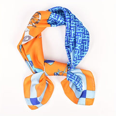 Horse Print Square Scarf Block Bandana Satin Shawl Silk Neckerchief