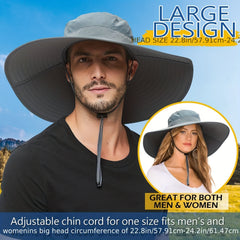 Large Brim Waterproof Bucket Hat for Outdoor Sun Protection