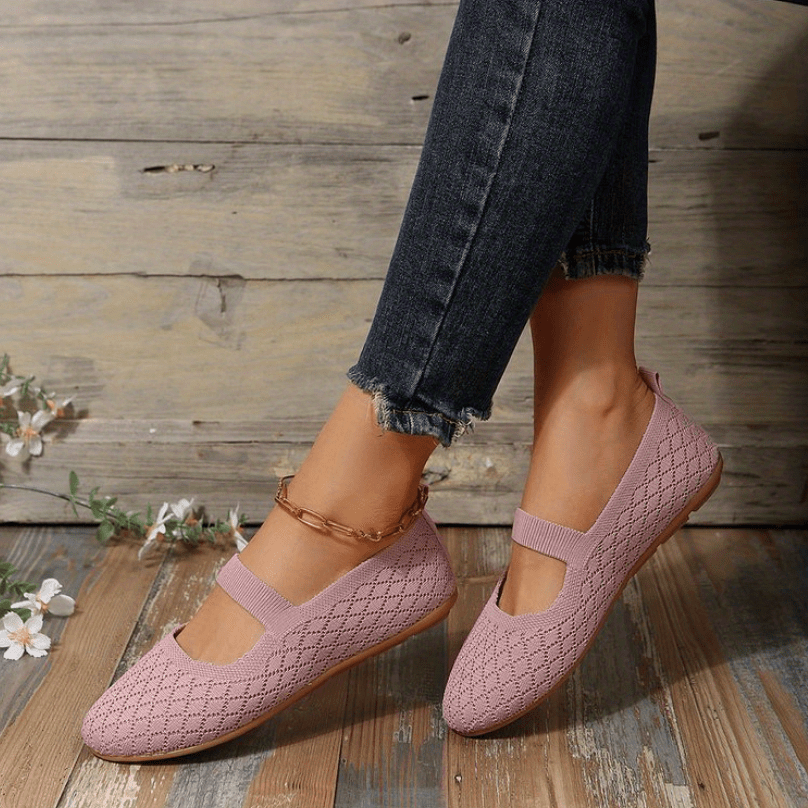 Women's Knitted Flat Shoes Comfortable Cut out Non Slip Elastic Slip On Shoes