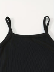 3pcs Girls Ribbed Bodycon Cami Dress w/ Adjustable Straps