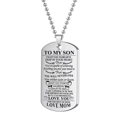 Stainless Steel Slogan Necklace Keychain Graduation Gift from Mom and Dad