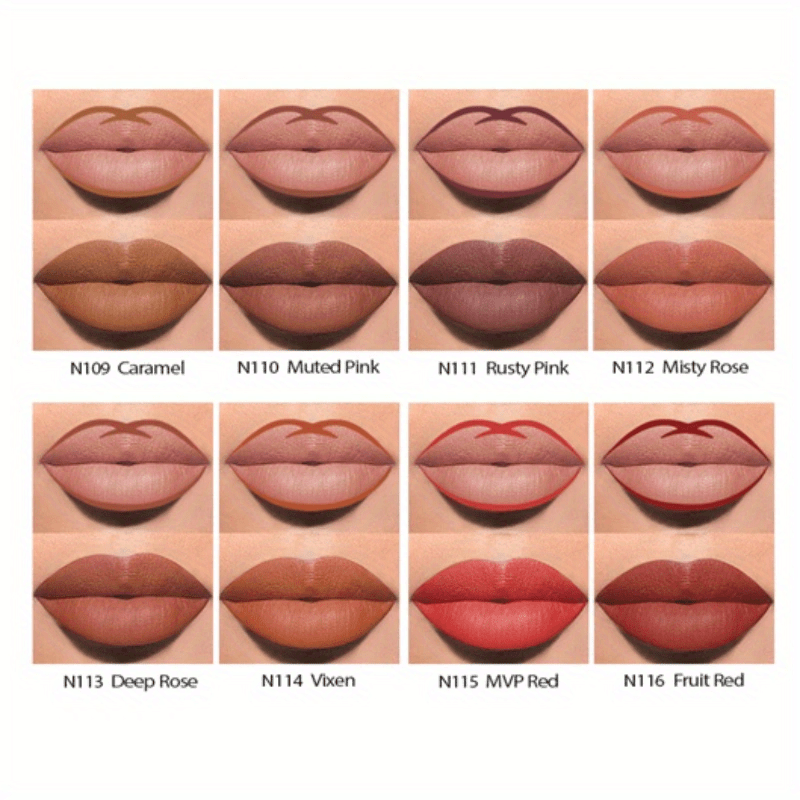 8pcs Waterproof Matte Lip Liners and Lip Gloss Set - Long Lasting