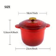 Enameled Cast Iron Dutch Oven 18cm 2L Deep Stockpot