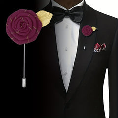 Men's Rose Corsage Brooch Wedding Banquet Accessory