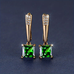 Emerald Earrings 18K Plated Ornament For Women Daily Decor Jewelry