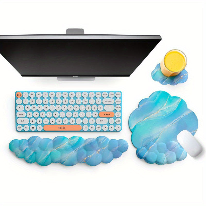 ISETTA 3PCS Cloud Keyboard Wrist Rest Set Ergonomic Memory Foam Palm Rest
