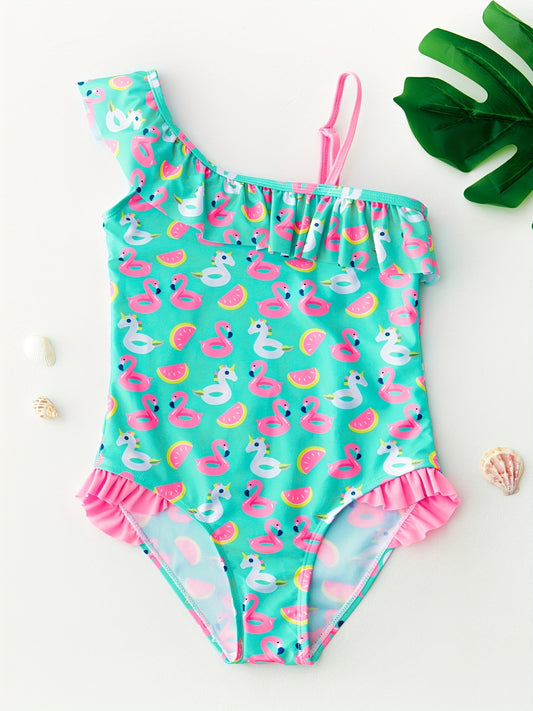 Girl's Flamingo Tankini Swimwear for Beach Vacation
