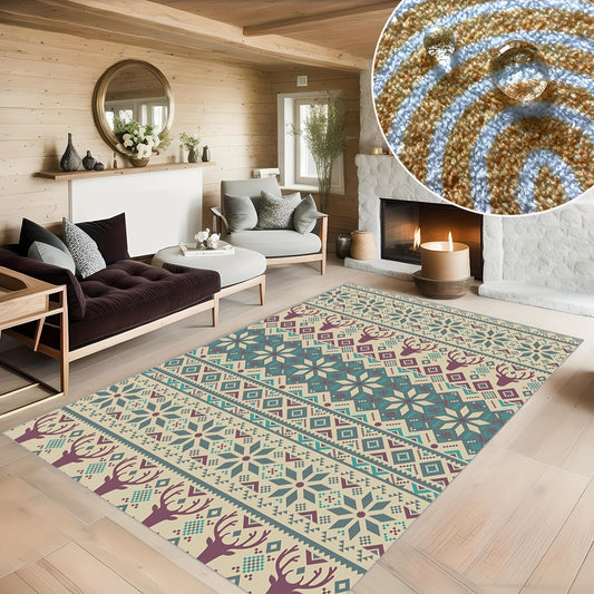 Fluffy Christmas Elk Carpet Floor Mat Soft Non Slip Area Rugs Living Room