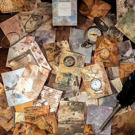 100PCS Vintage DIY Decorative Backing Paper for Scrapbooking