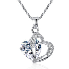 Purple Crystal Heart Pendant Necklace Set - Ideal Gift for Her