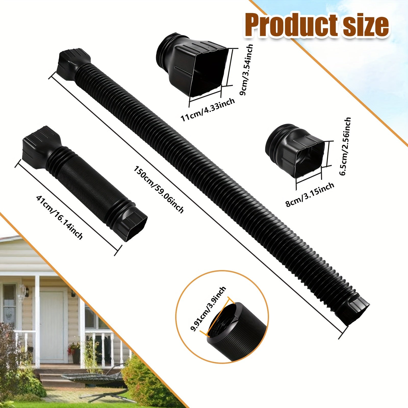 2pcs Telescopic Downspout Extenders 17-149 cm