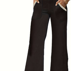  Colorblock Geometric Print Wide Leg Pants