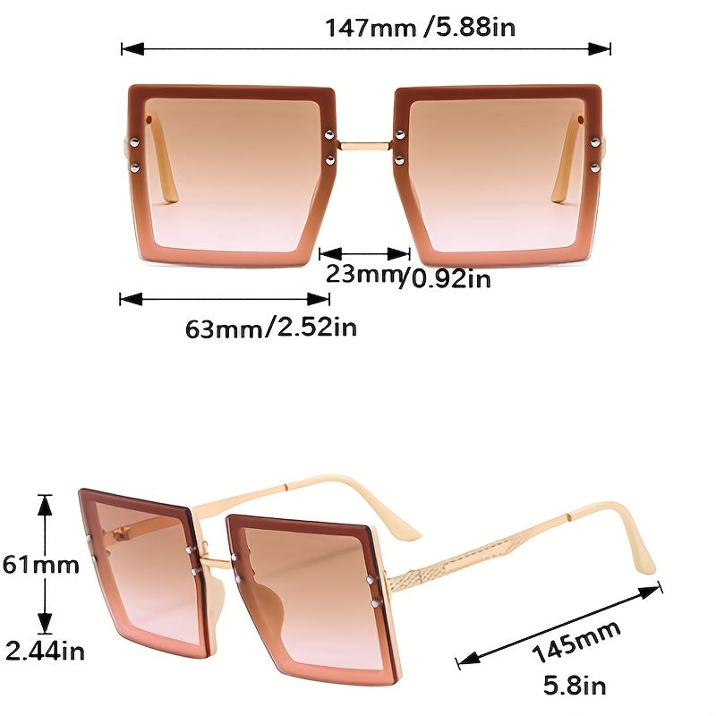 Oversized Square Frame Sunglasses Gradient Lens Glasses UV400