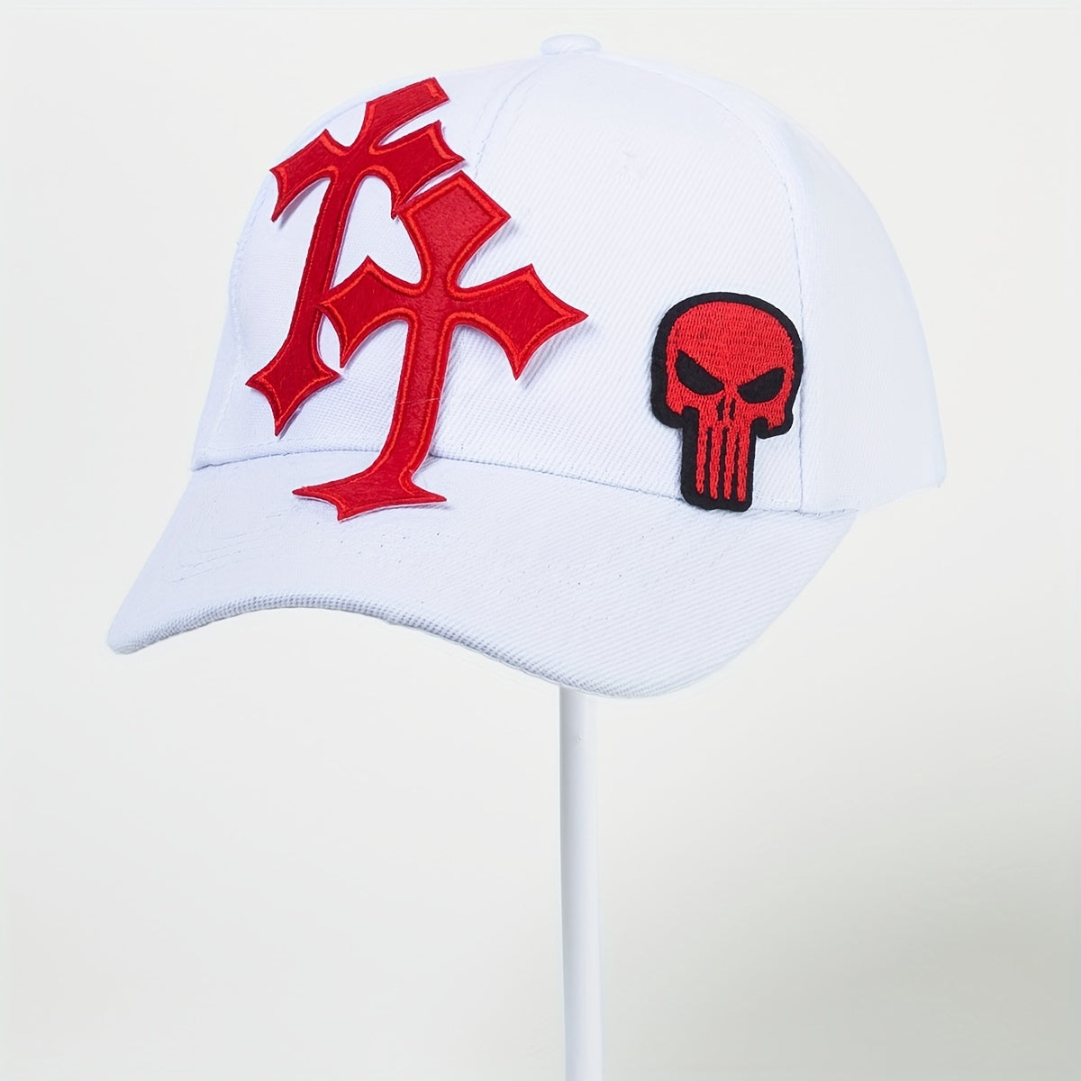 Gothic Skull Cross Patch Baseball Cap Y2K Hip Hop Baseball Cap Pink