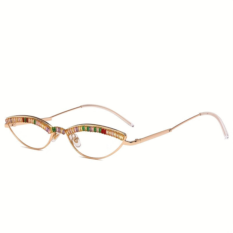 Y2K Zircon Oval Sunglasses Metal Photo Booth Props Glasses UV400