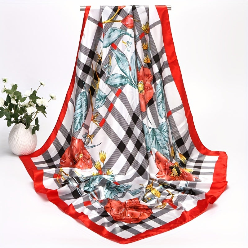 Silk Satin Geometric Bandana Scarf 88.9cm Square Lightweight