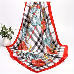 Silk Satin Geometric Bandana Scarf 88.9cm Square Lightweight