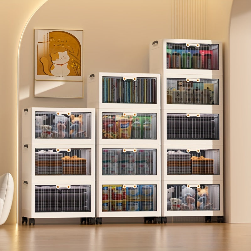 Large Plastic Storage Box With Wheels Stackable Lid Bedroom Living Room Kitchen