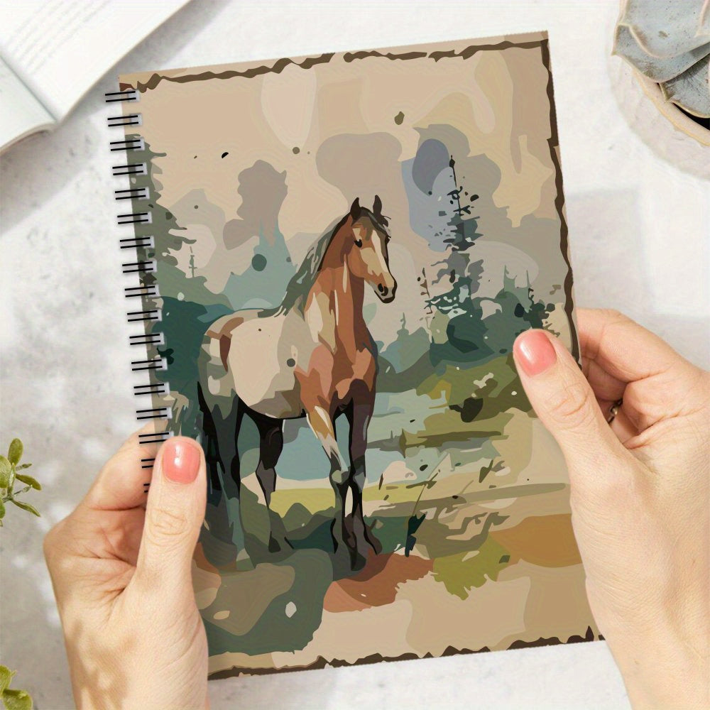 Equestrian Spiral Notebook 100 Pages Horse Art Durable Paper