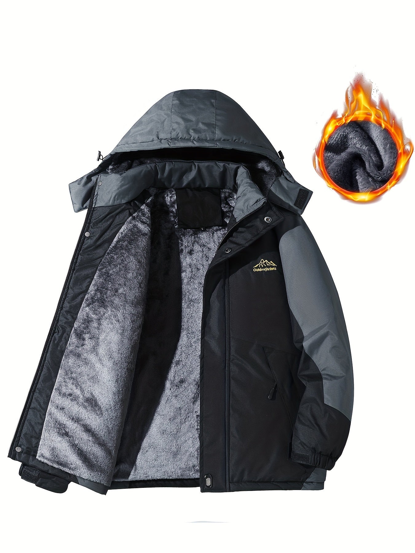 Men's Casual Hooded Sherpa Lined Windbreaker Coat