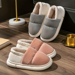 Women's Plush Lined Slippers Waterproof Colorblock Fuzzy Shoes