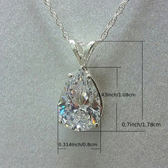 925 Silver Teardrop Gemstone Zircon Pendant Necklace