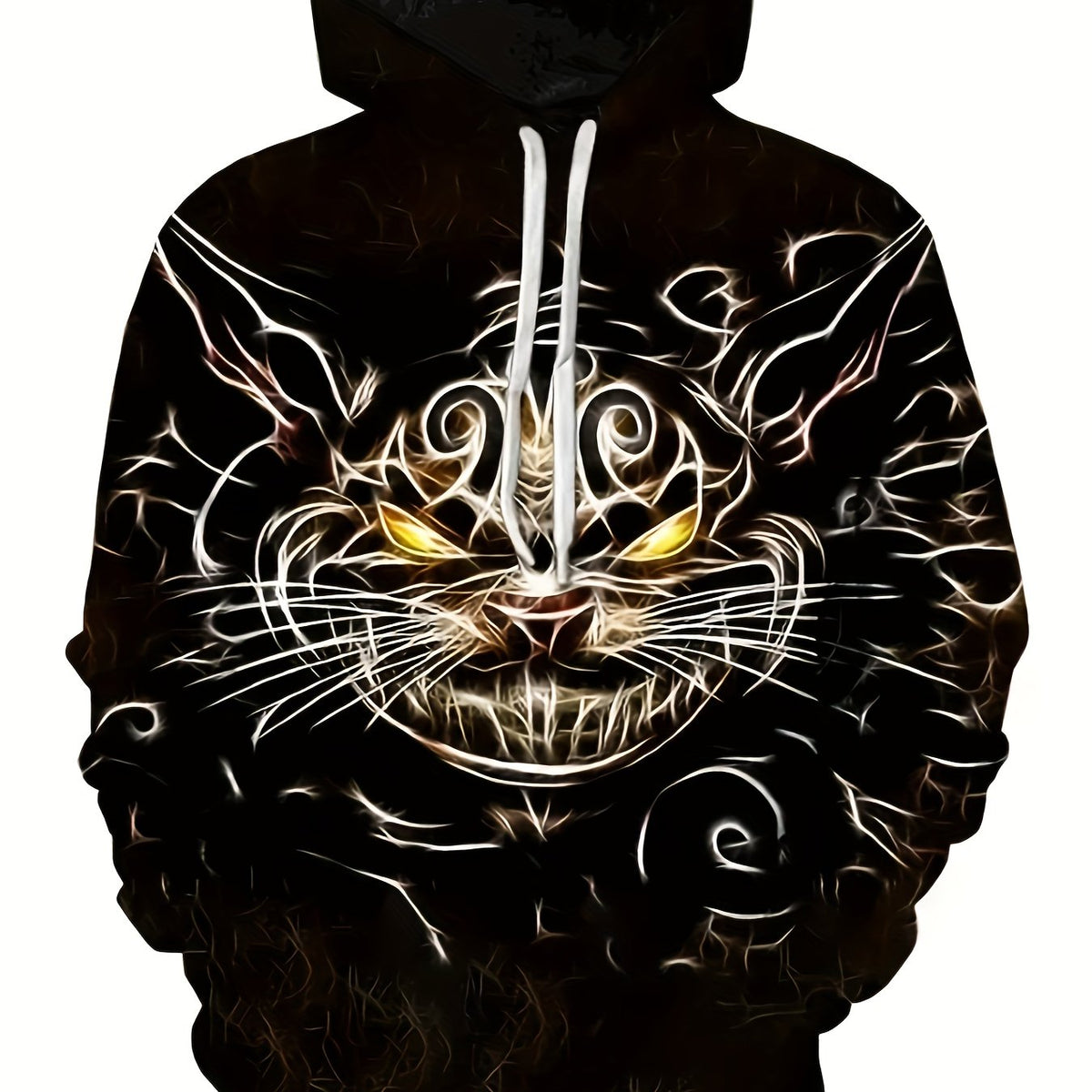 Men's Cat Pattern Hoodie with Pockets Casual Sweatshirt