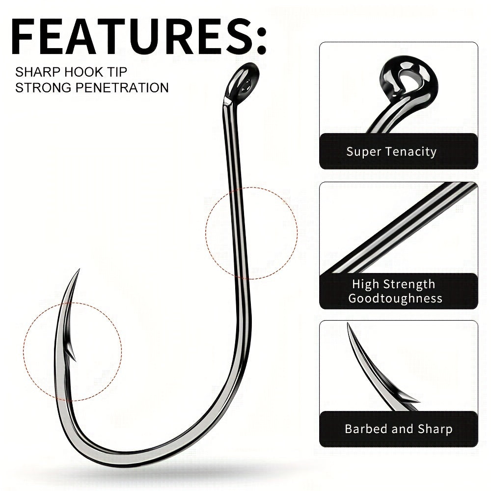 PROBEROS 50pcs Fishing Hooks, High Carbon Steel Fishhooks, Corrosion Resistant