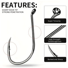 PROBEROS 50pcs Fishing Hooks, High Carbon Steel Fishhooks, Corrosion Resistant