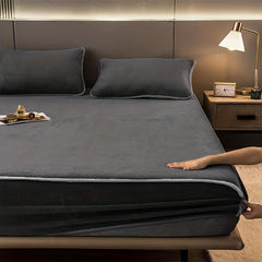 Winter Warm Coral Velvet Fitted Sheet Dark Grey